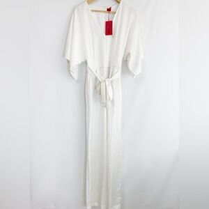 HUGO Women's Satin Belted Straight-Leg Jumpsuit With Wide Sleeves And Tie Belt 2